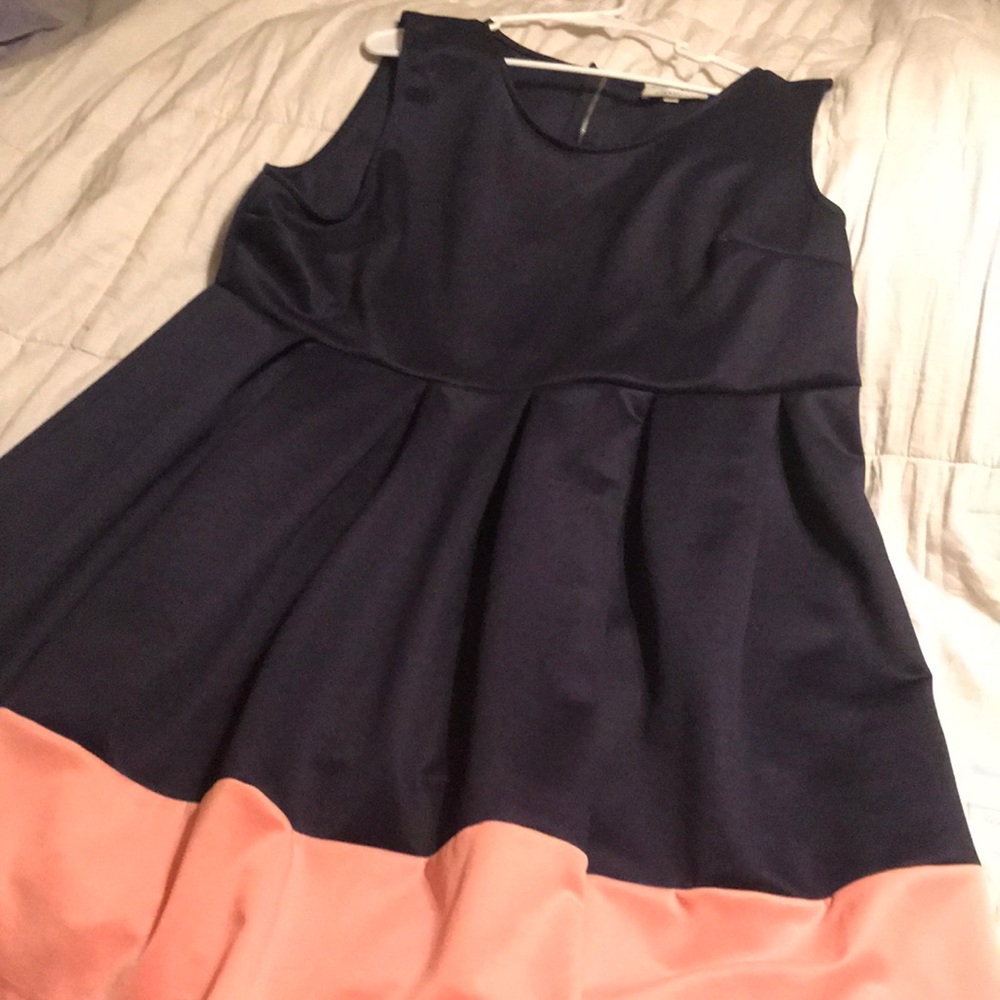 Navy & coral dress